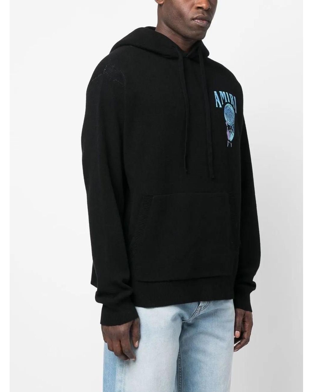 Amiri Black Graphic-Embroidered Cotton Hoodie for men