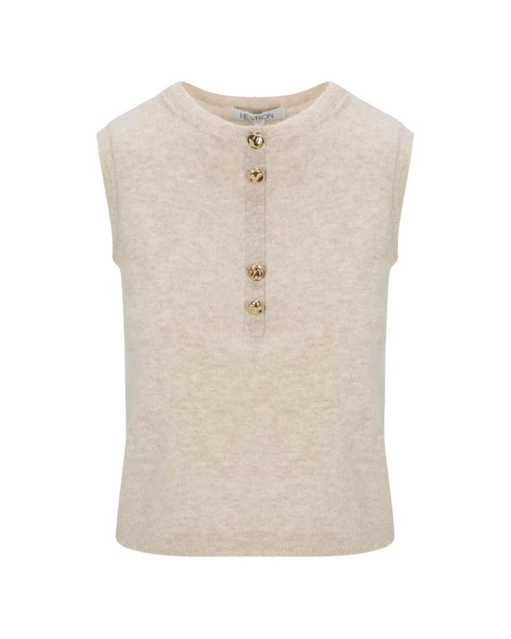 Hevron Natural Madeline Round-Neck Vest