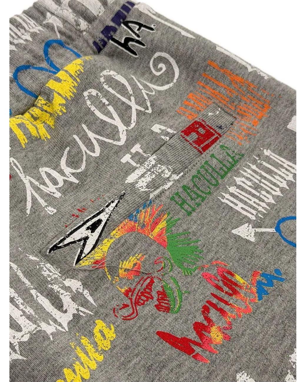 Haculla Gray Logo-Print Drawstring Shorts for men