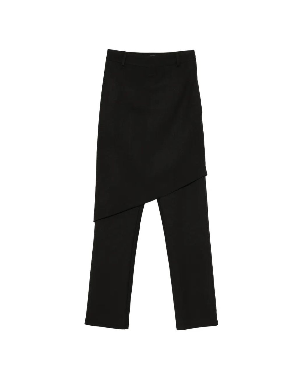 Pink Black Asymmetric-Detail Trousers