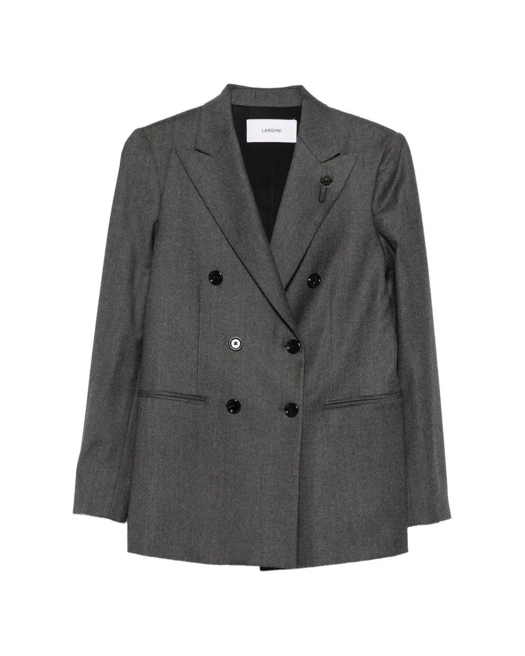 Lardini Gray Double-Breasted Peak-Lapels Jacket