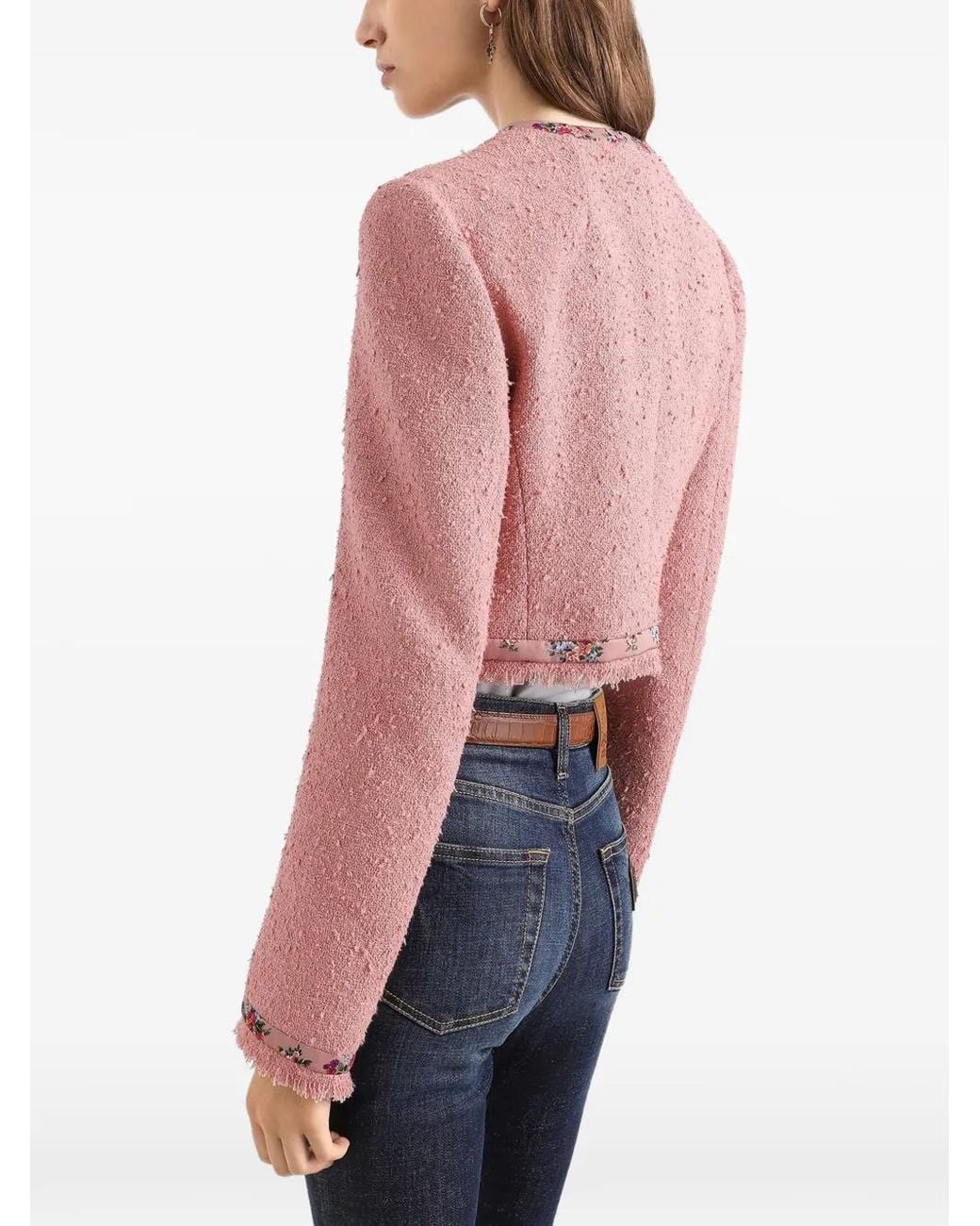 Dolce & Gabbana Pink Floral-Trim Jacket