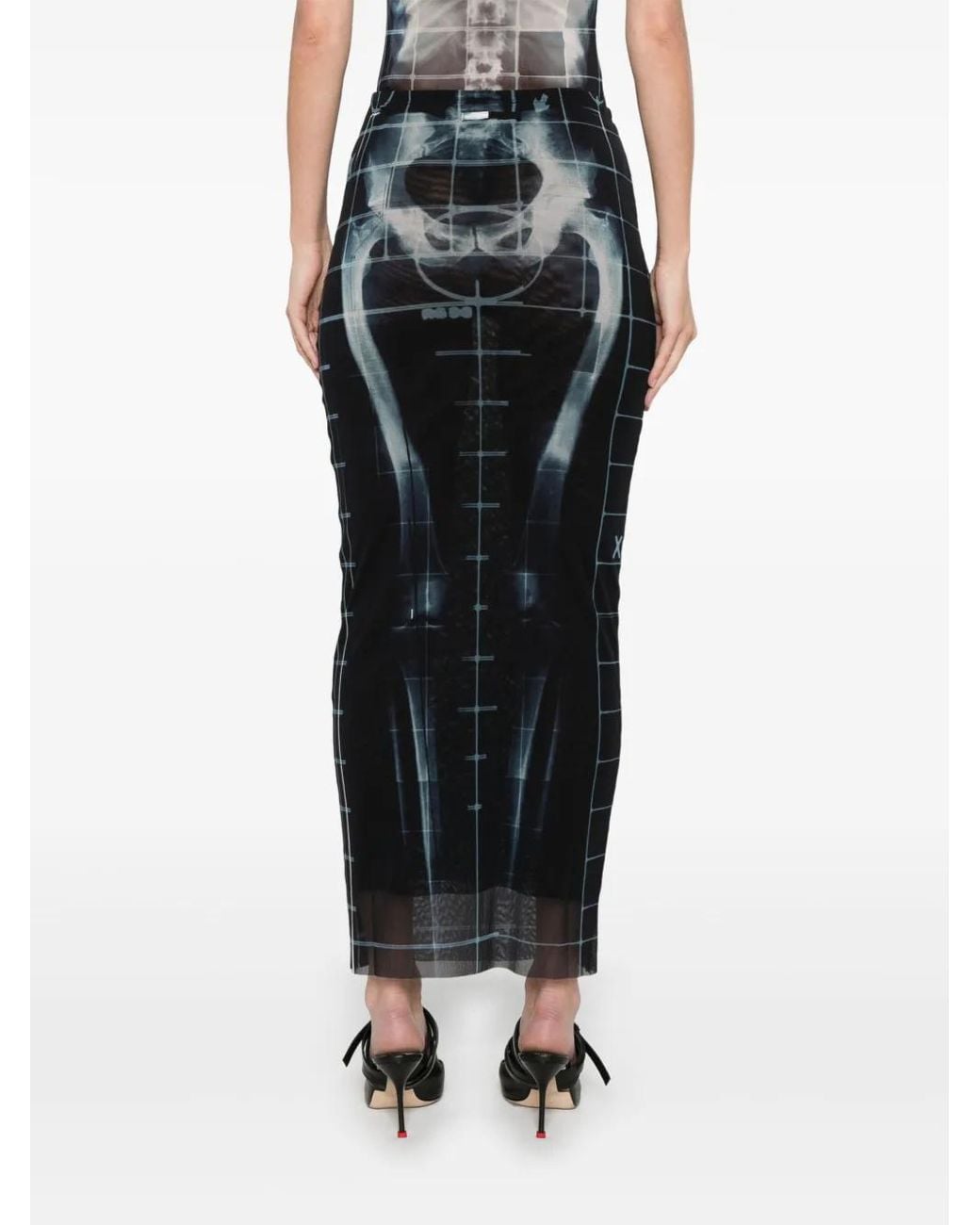 Jean Paul Gaultier Black X-Ray Maxi Skirt