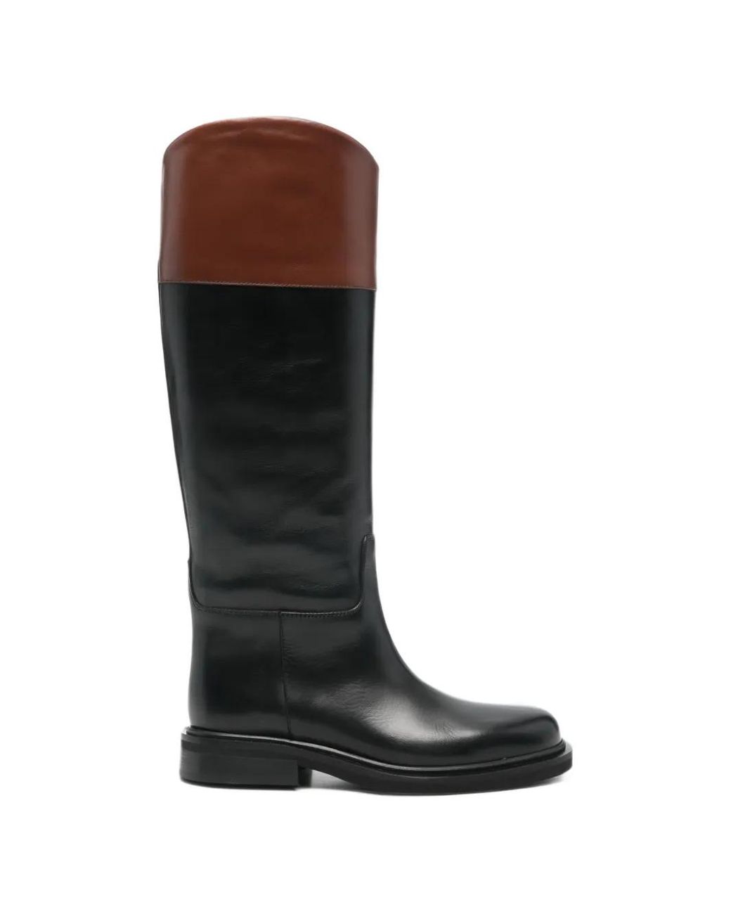 Poeve Black Two-Tone Knee-High Boots