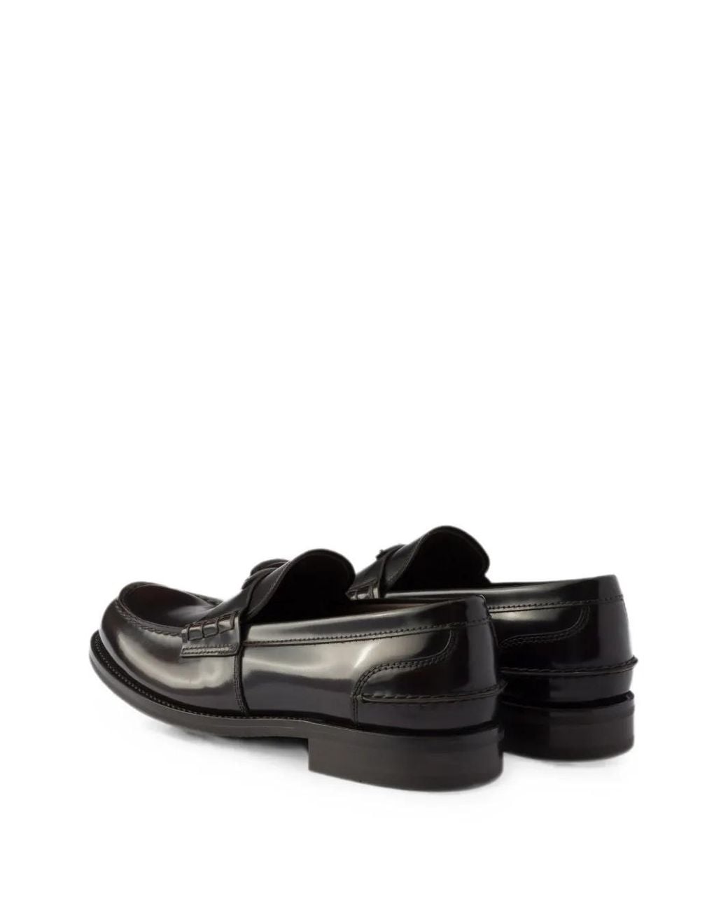 Prada White Brushed Leather Loafers for men