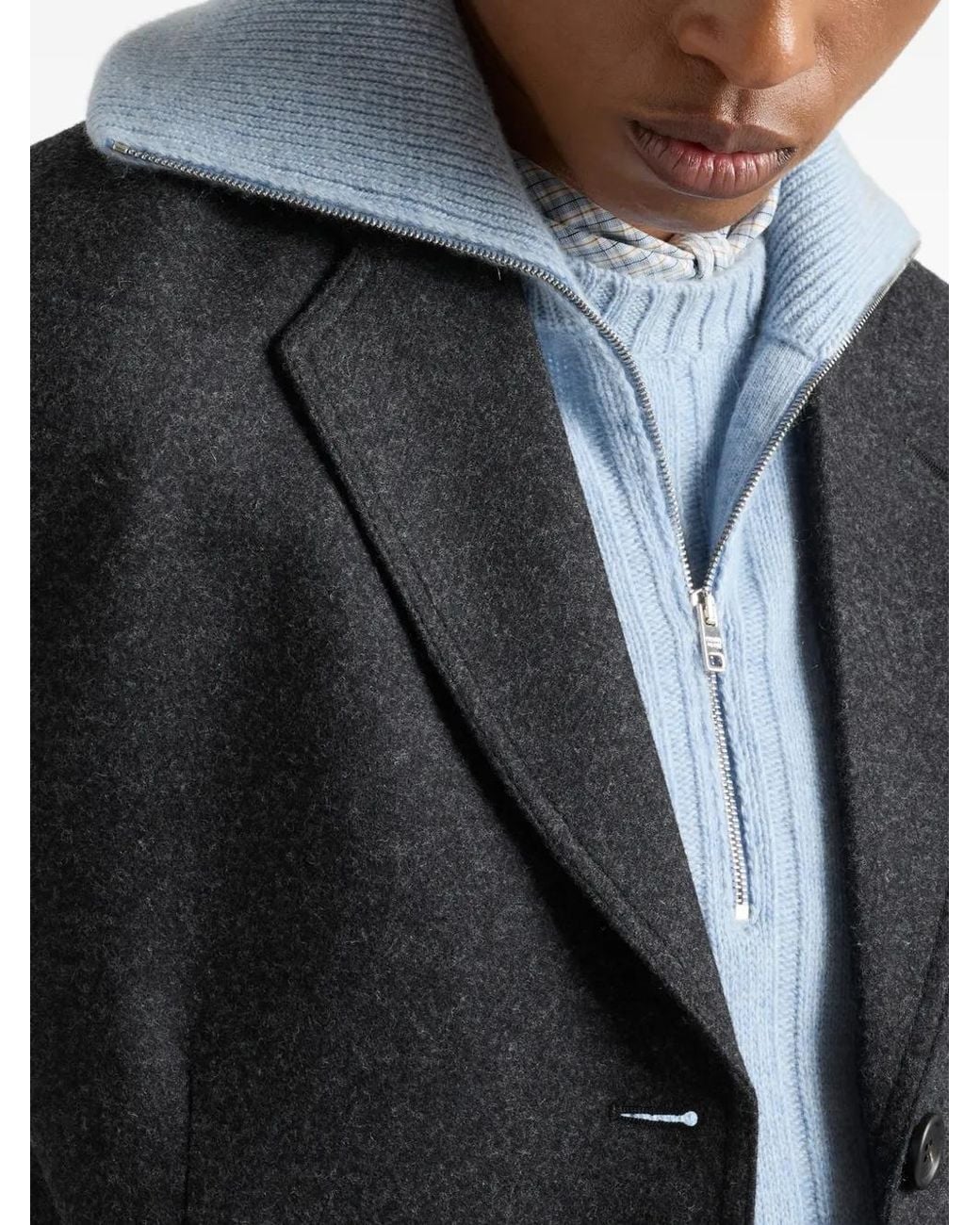 Prada Blue Re-Cashmere Polo Sweater