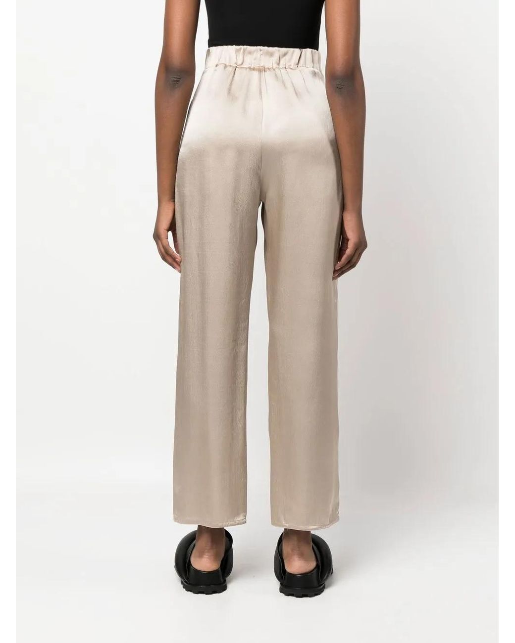 Dusan Natural Grained Silk Satin Trousers