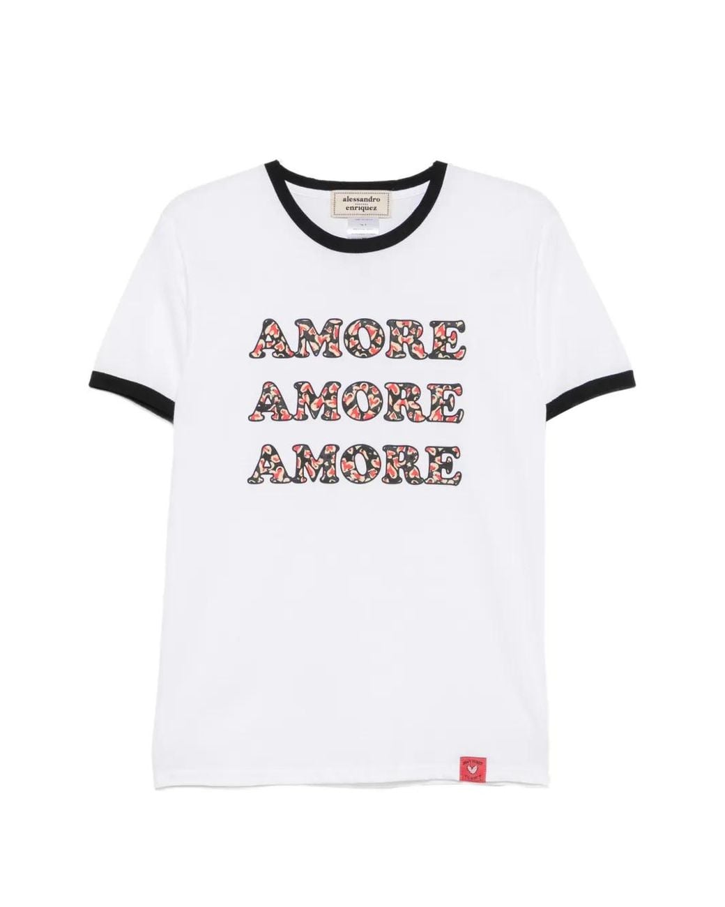 ALESSANDRO ENRIQUEZ White Slogan-Print Ringer T-Shirt