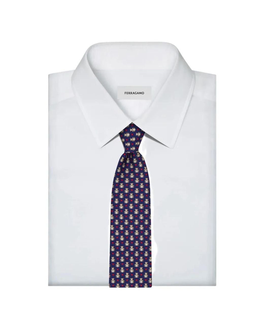 Ferragamo Blue Teddy Print Silk Tie for men