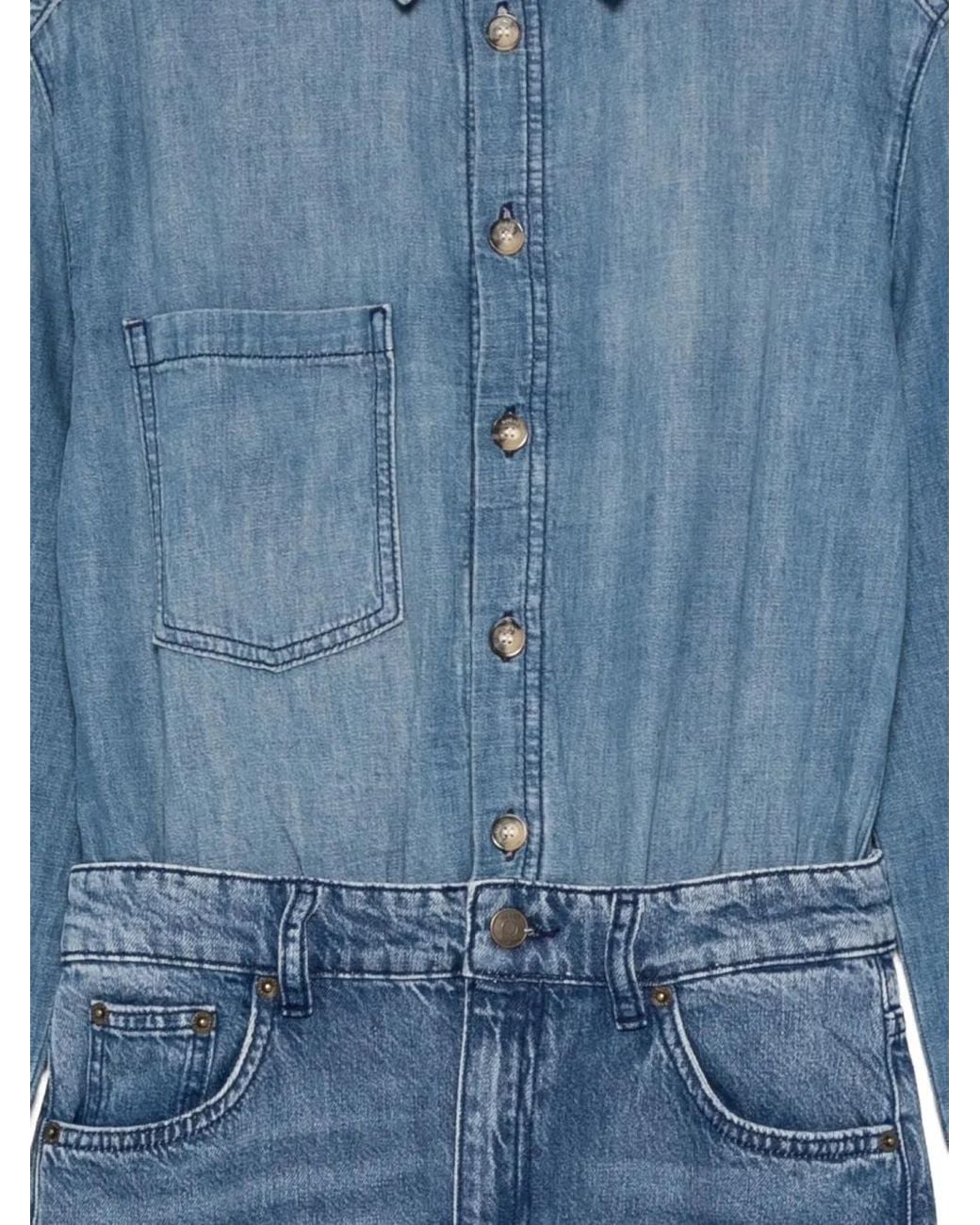 Ba&sh Blue Buttoned Pocketed Jumpsuit