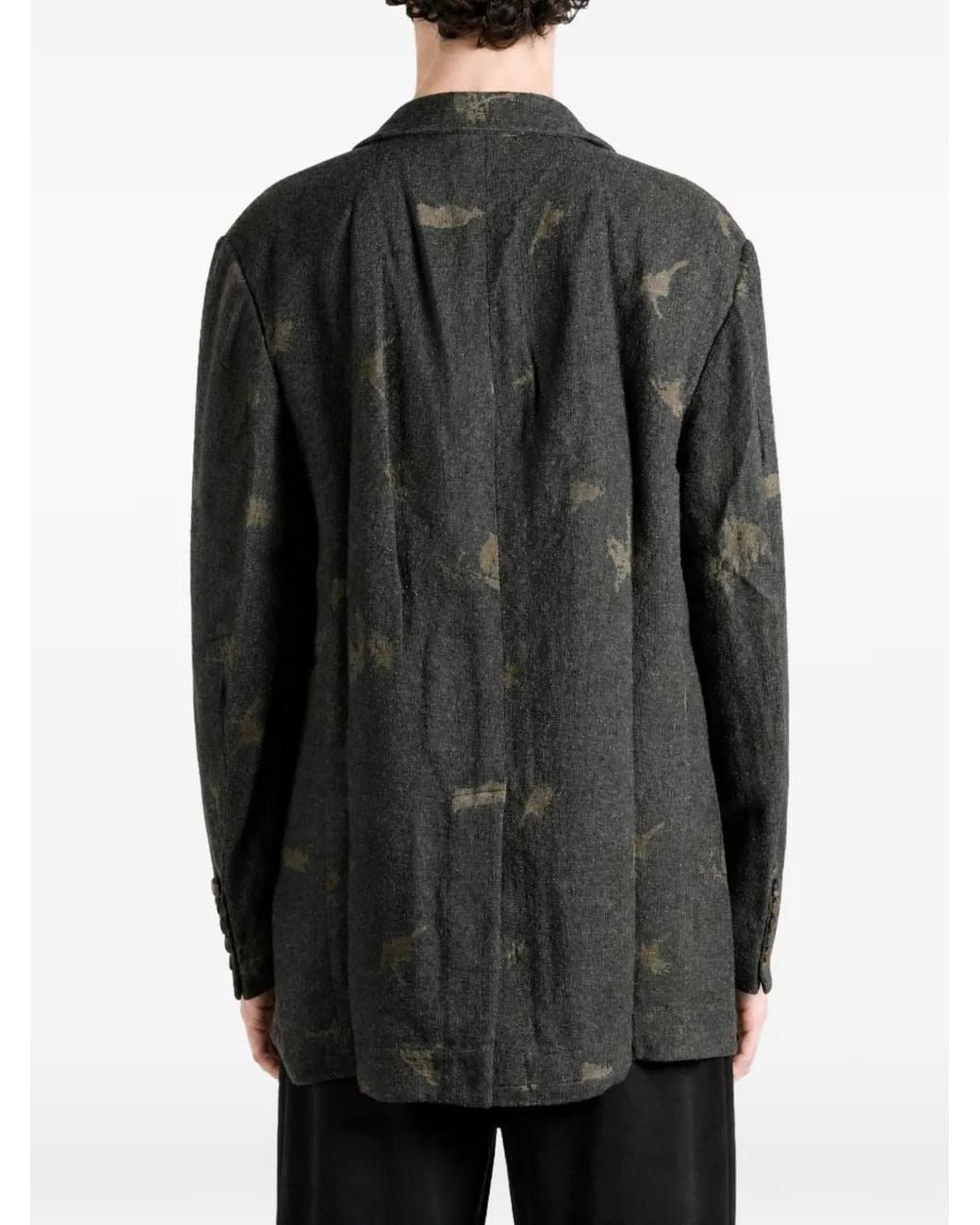 Ziggy Chen Gray Jacquard-Pattern Single-Breasted Blazer for men