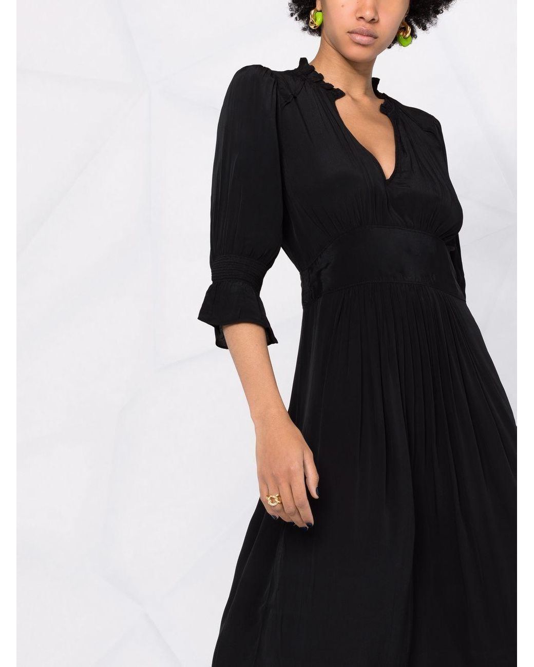 Ba&sh Posita Short-sleeved Midi Dress in Black | Lyst Canada