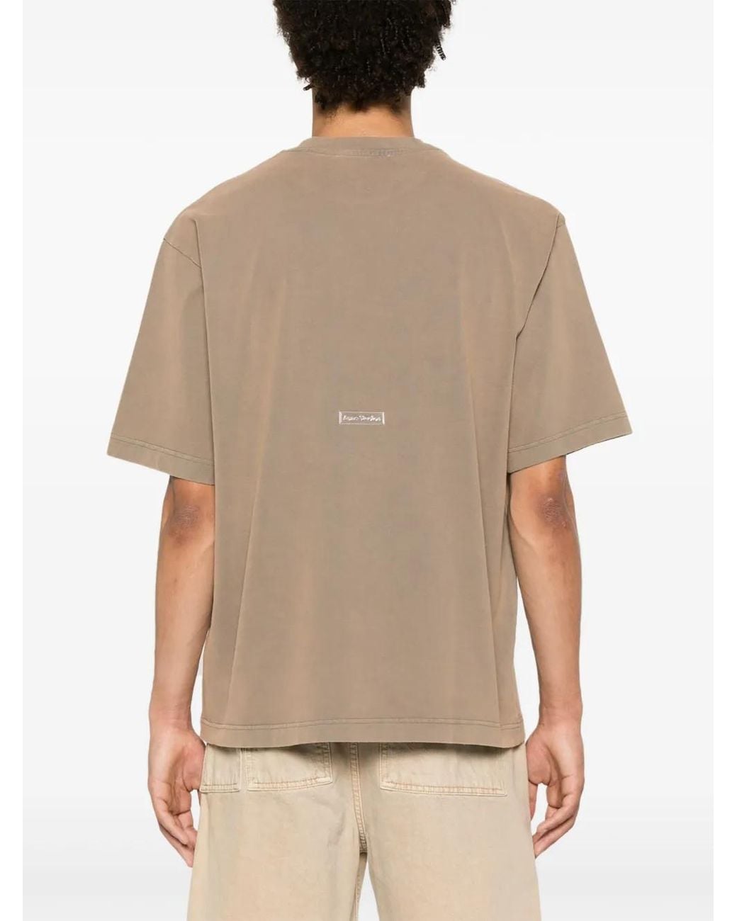 Acne Natural Logo-Appliqué Cotton T-Shirt