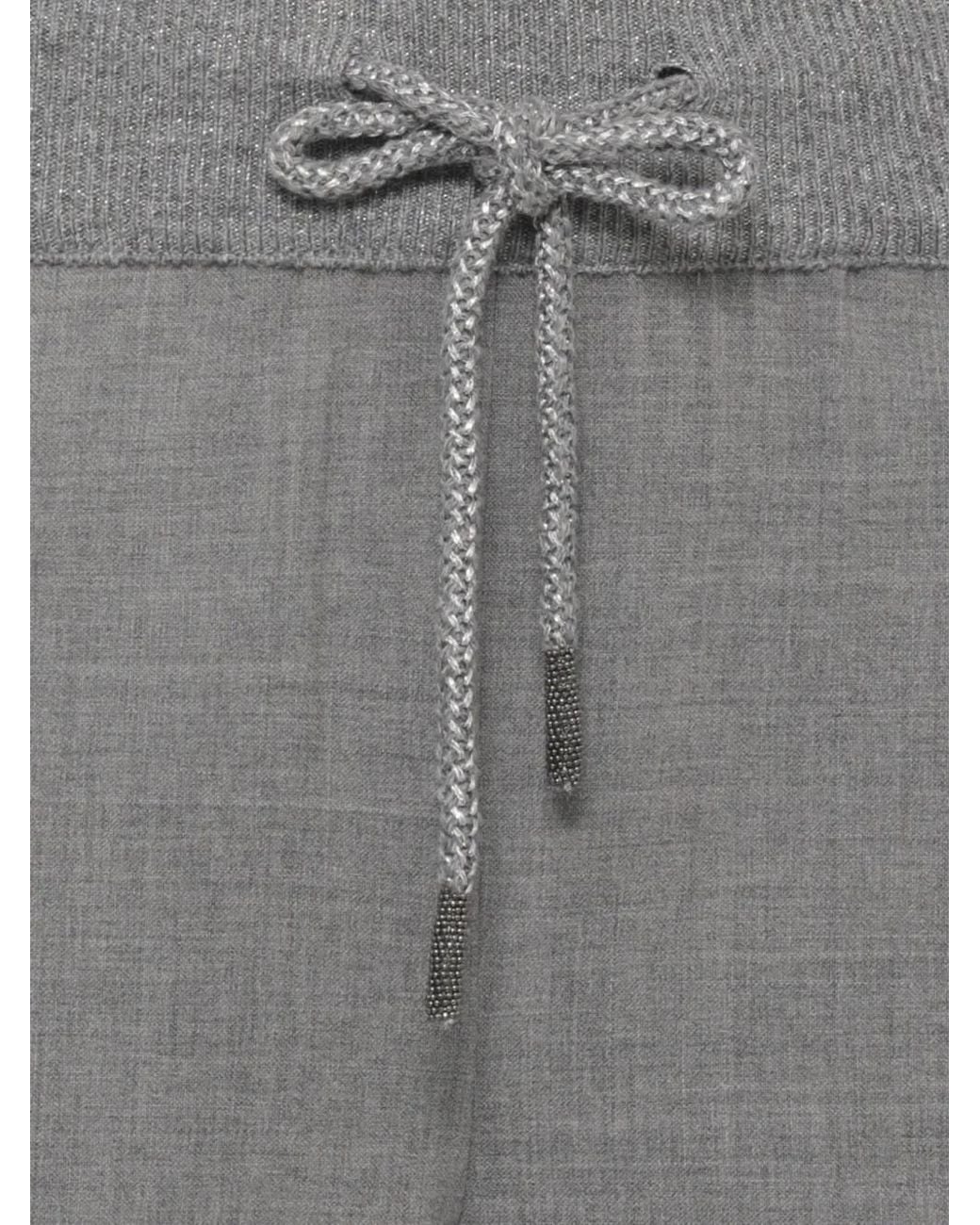 Panicale Gray Drawstring-Waist Tapered Trousers