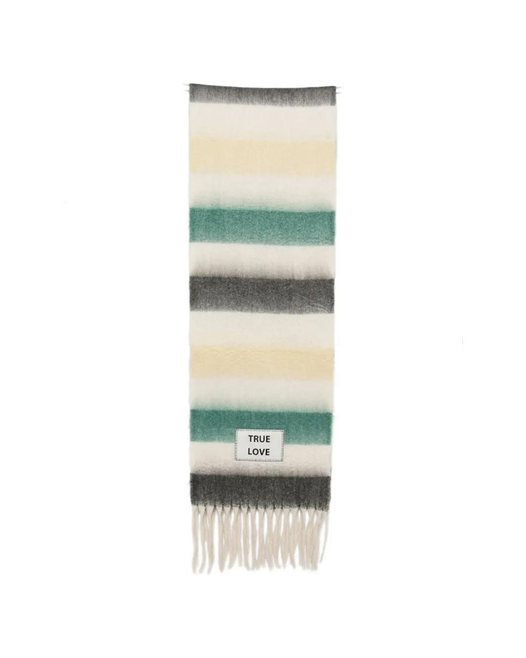 Verb to Do Green Striped Fringed Scarf