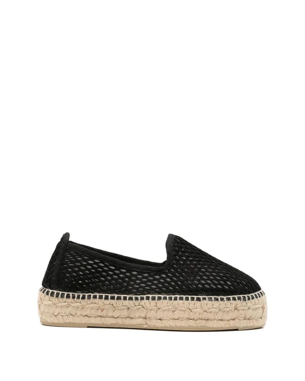 Manebí Black Mesh-Knit Platform Espadrilles