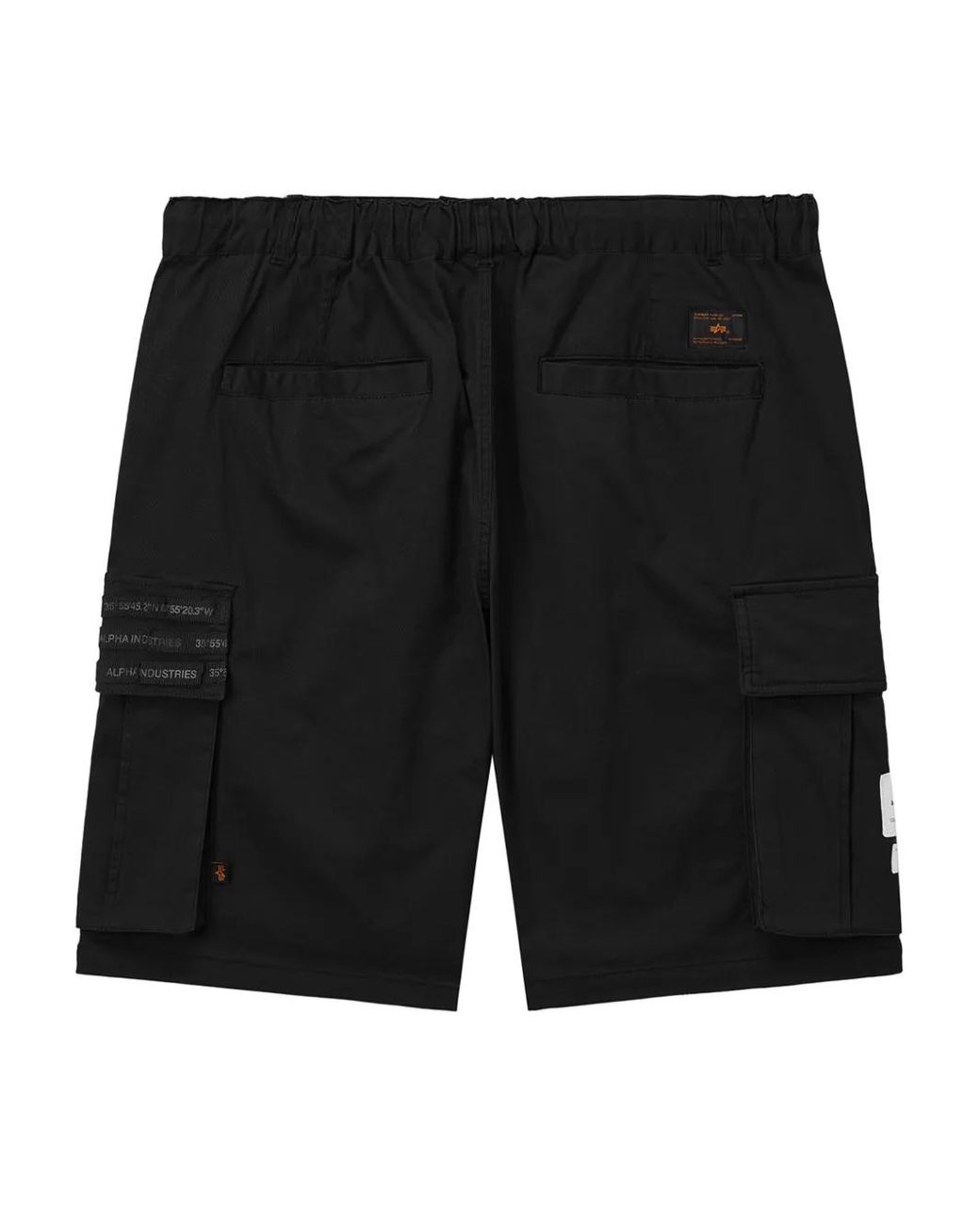 Alpha Industries Black Cargo-Pocket Label-Detail Shorts for men