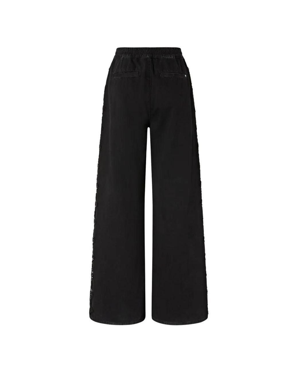 Pinko Black Palco Lace-Detail Wide-Leg Tailored Pants