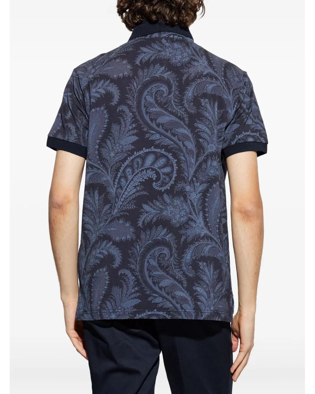 Etro Blue Patterned Polo for men