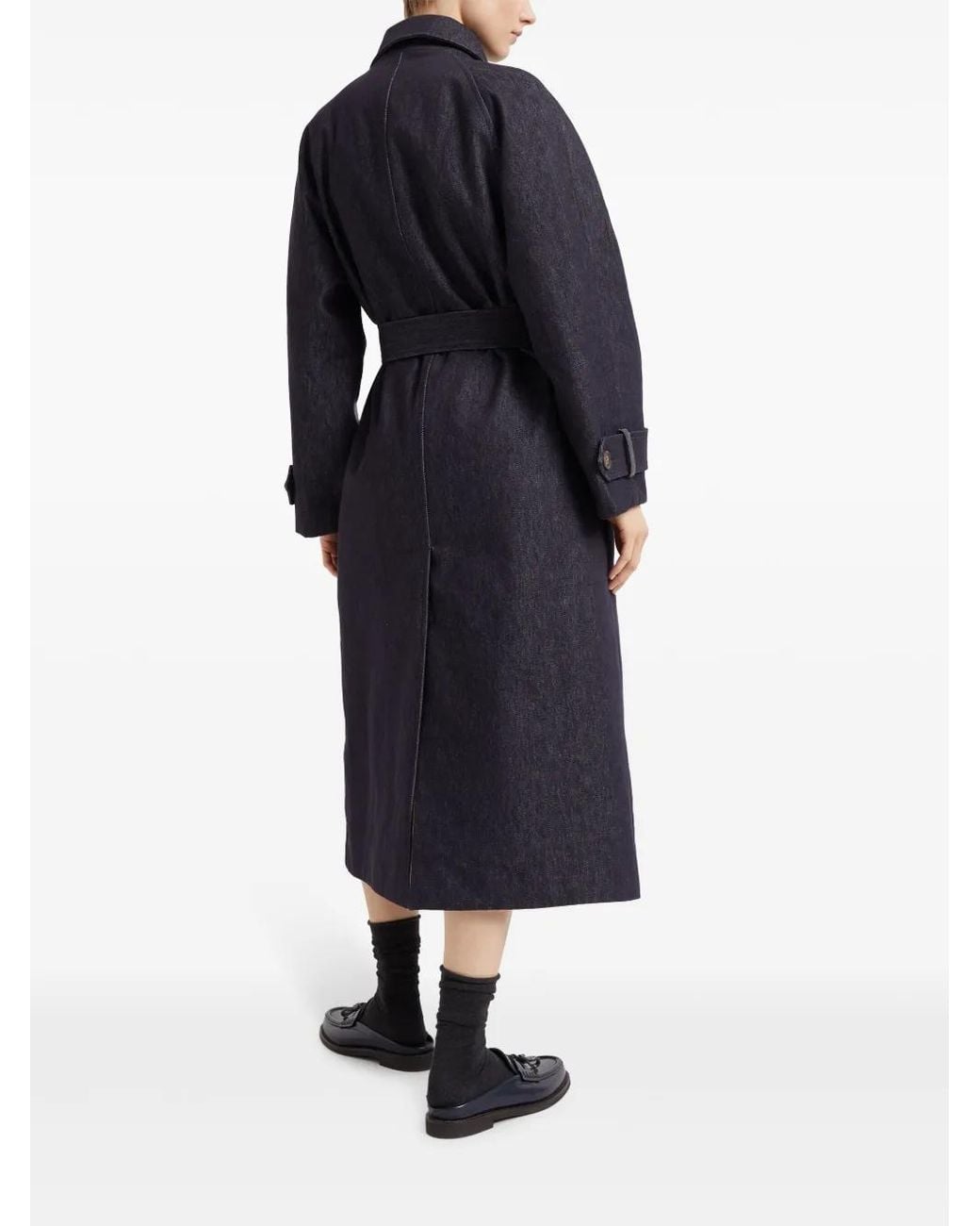 Brunello Cucinelli Blue Denim Trench Coat