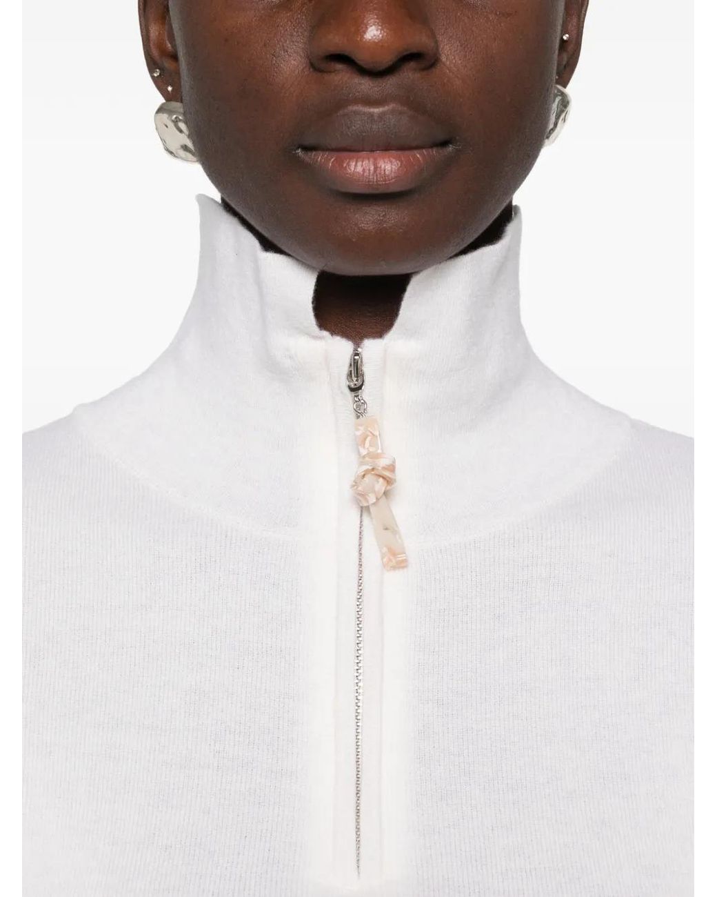 Viktoria Chan White Sindy Zip-Fastening Sweater