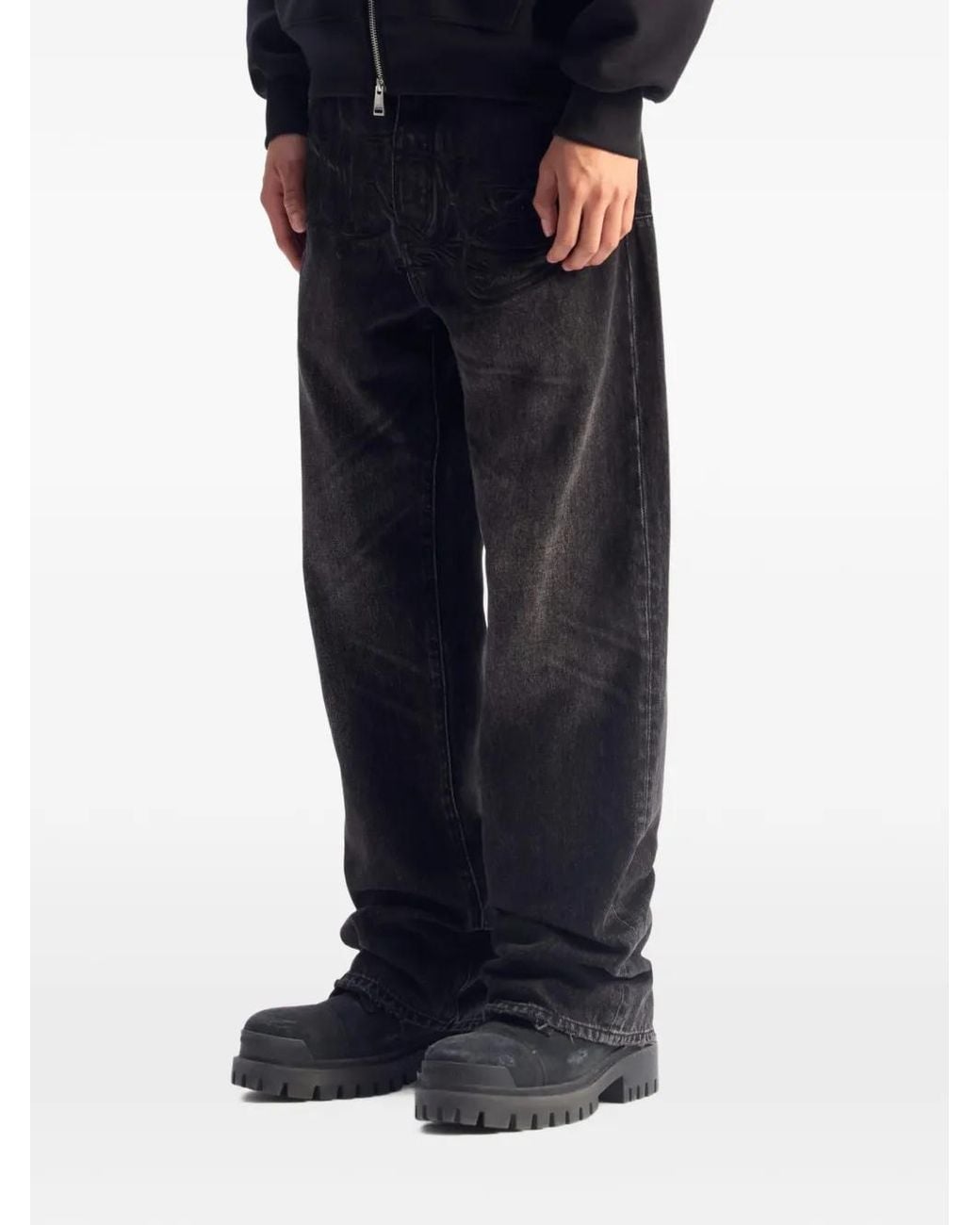 Purple Brand Blue Embroidered-Logo Washed Jeans for men