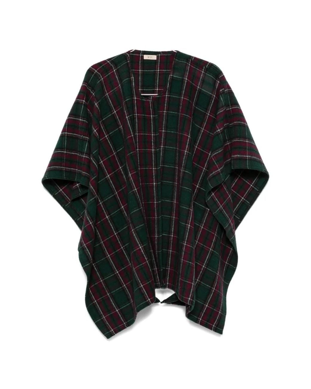 N°21 Black Check-Pattern Poncho