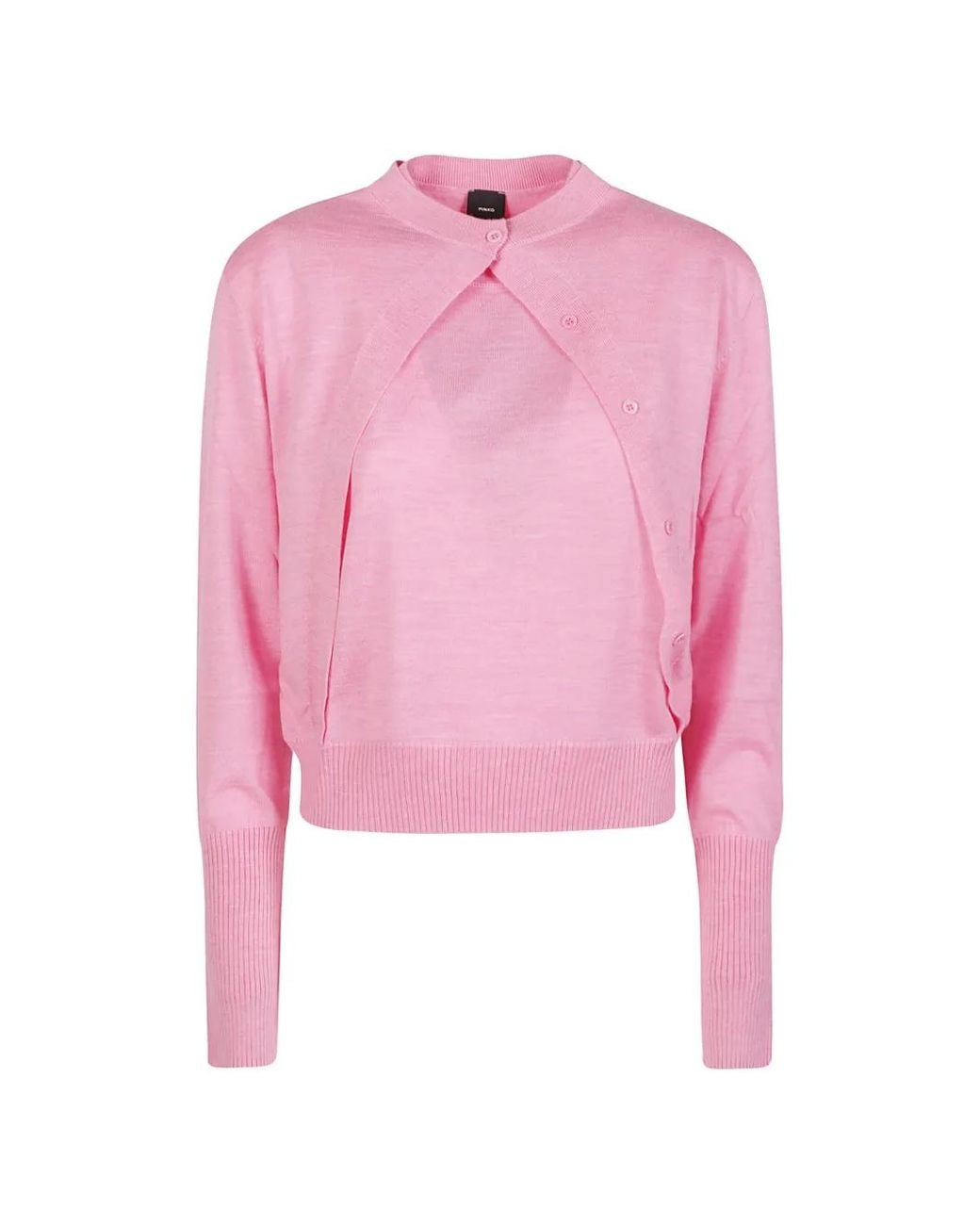 Pinko Pink Sleeveless Sweater With Integrated Cardigan