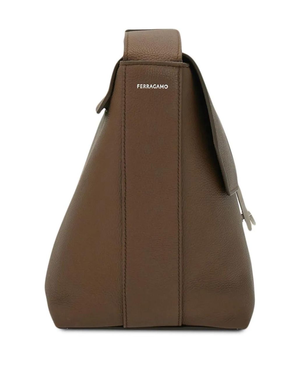 Ferragamo Brown Gancini-Plaque Leather Messenger Bag for men