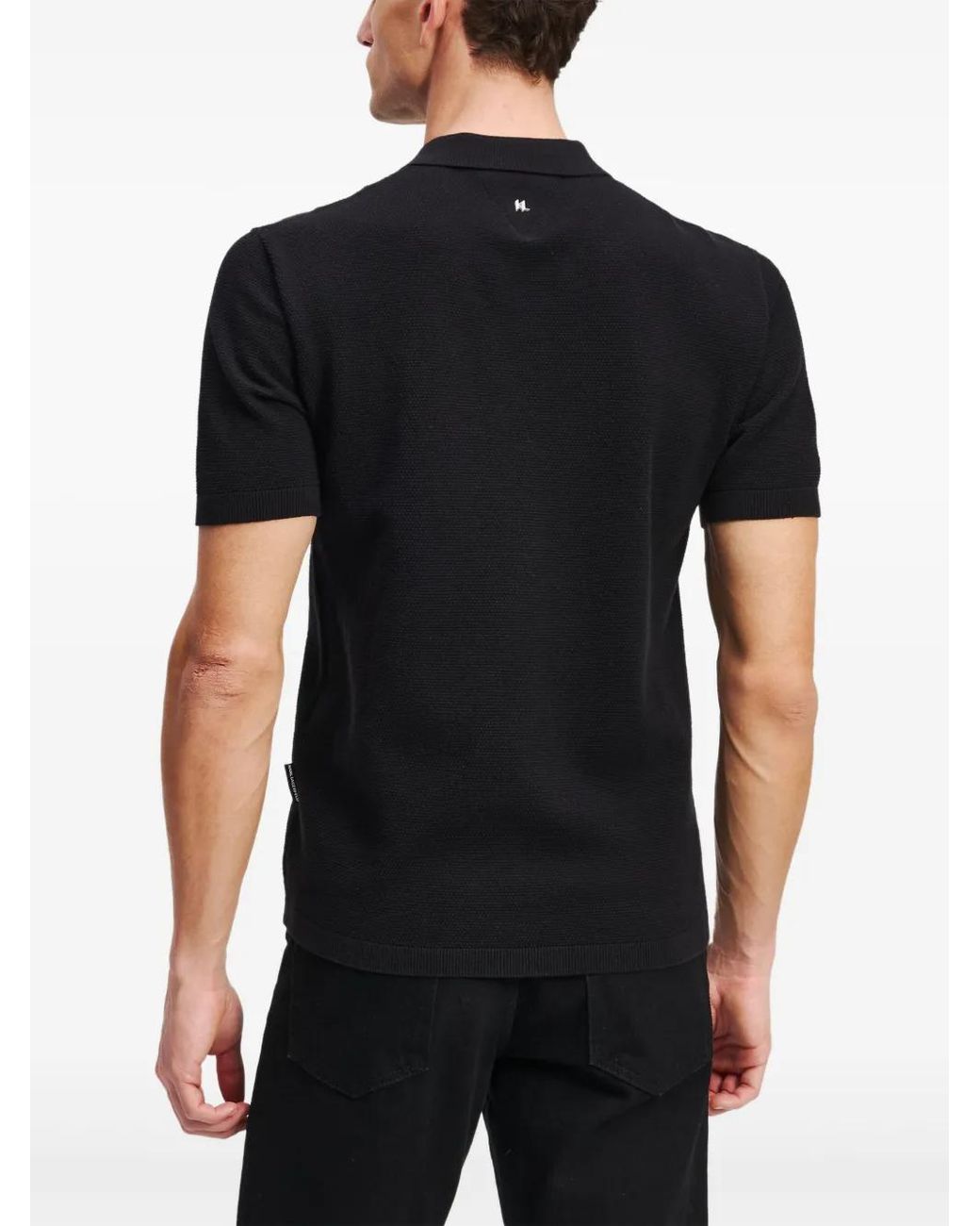 Karl Lagerfeld Black Zip-Up Polo Shirt for men