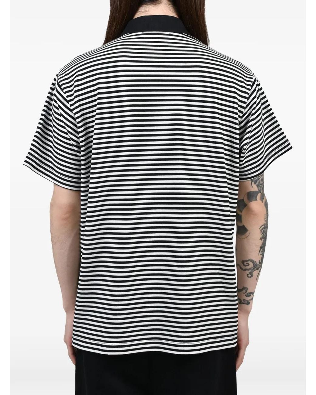 ALICE HOLLYWOOD Blue Striped Patch-Detail Polo Shirt for men