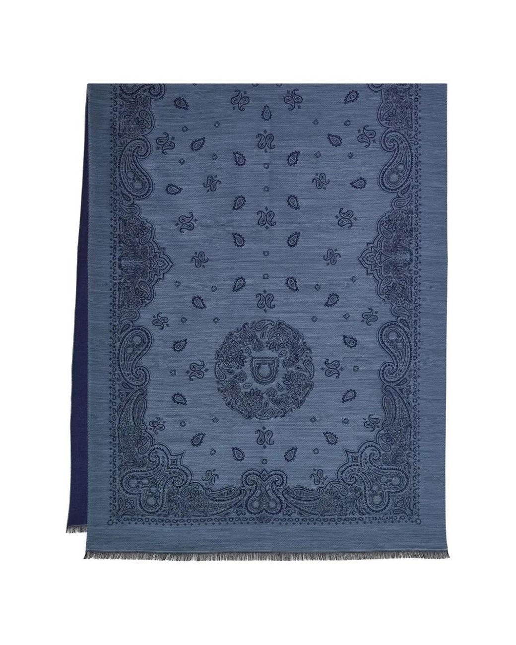 Ferragamo Blue Arabesque Print Stole for men