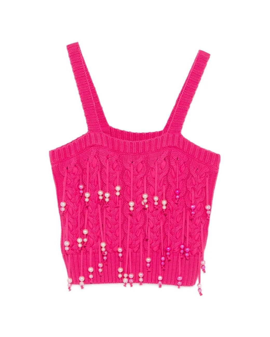 Pinko Pink Potassio Beaded-Embellishment Vest