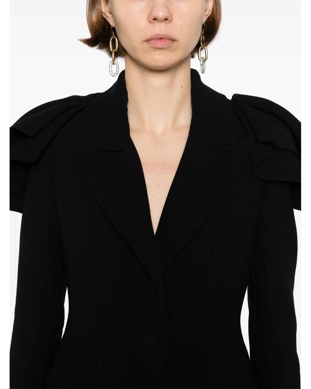 Saiid Kobeisy Black Ruffled Blazer