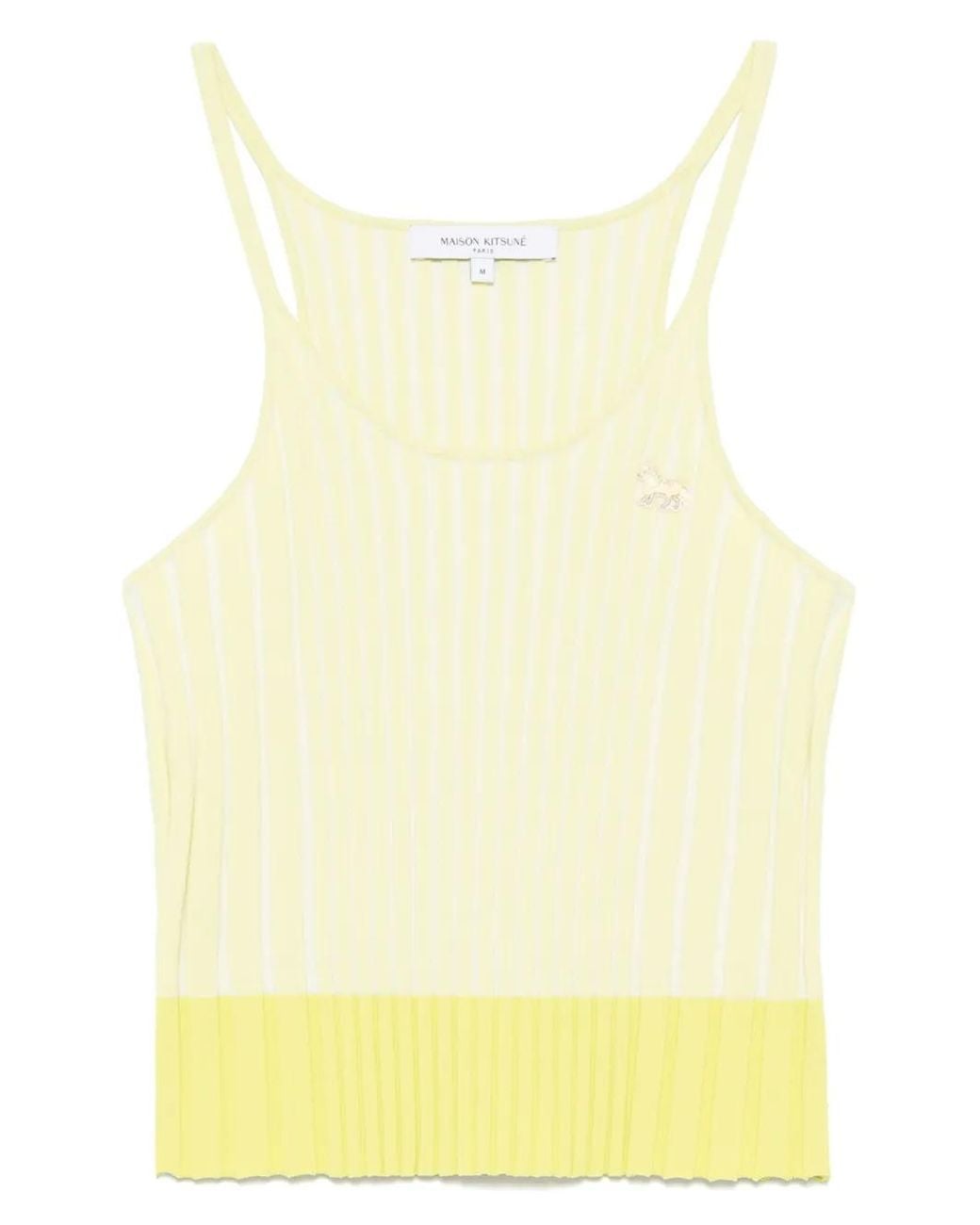Maison Kitsuné Yellow Baby Fox-Patch Ribbed Tank Top