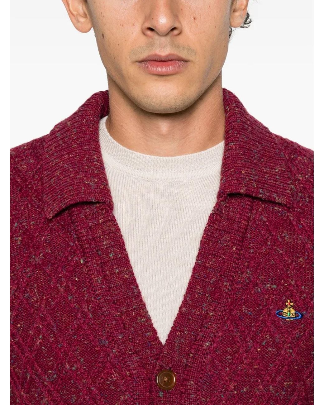 Vivienne Westwood Red Romy Diamond-Quilted Knit Cardigan for men