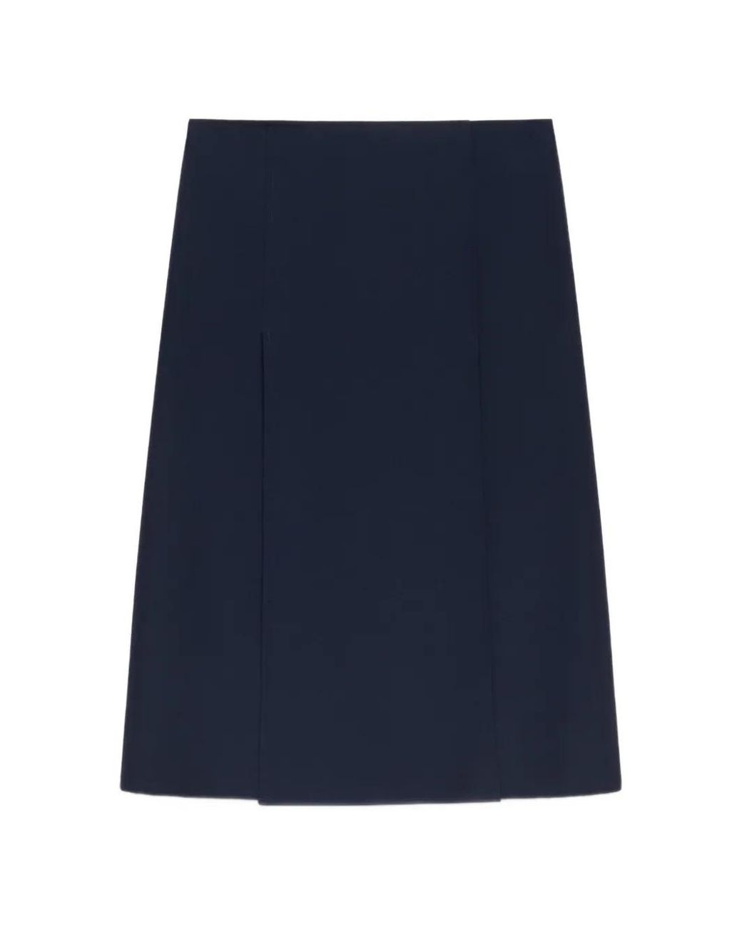 Marni Blue Deep Techno Wool Skirt With Pleats
