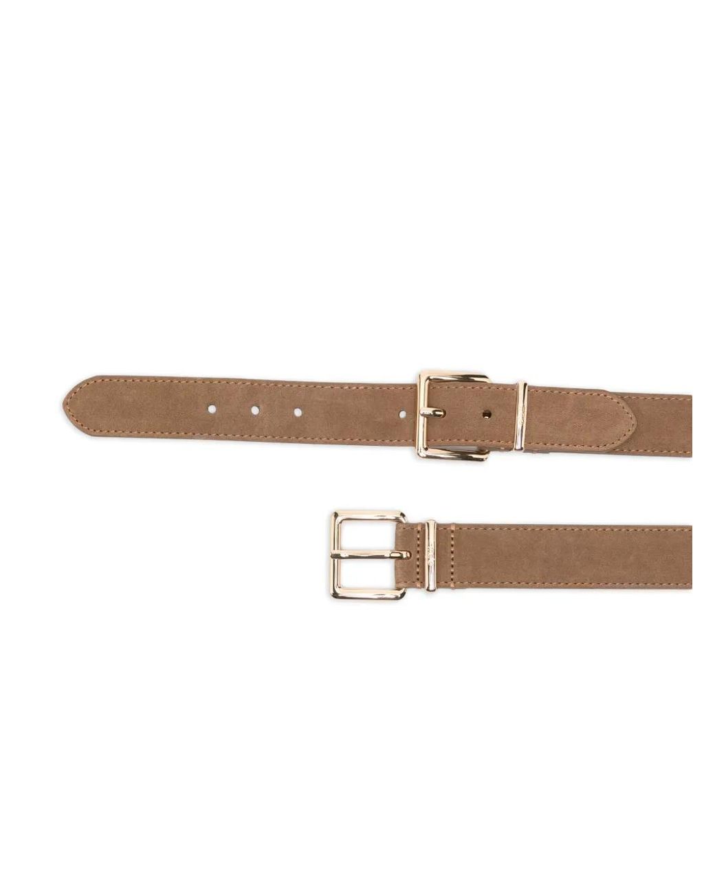 Maje White Double Buckle Suede Belt