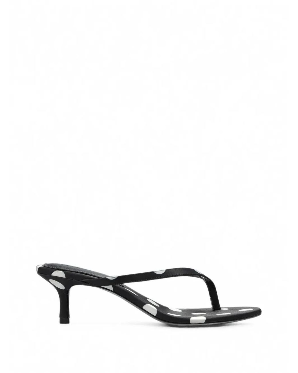 Black Suede Studio White Tash Polka-Dot Satin Sandals