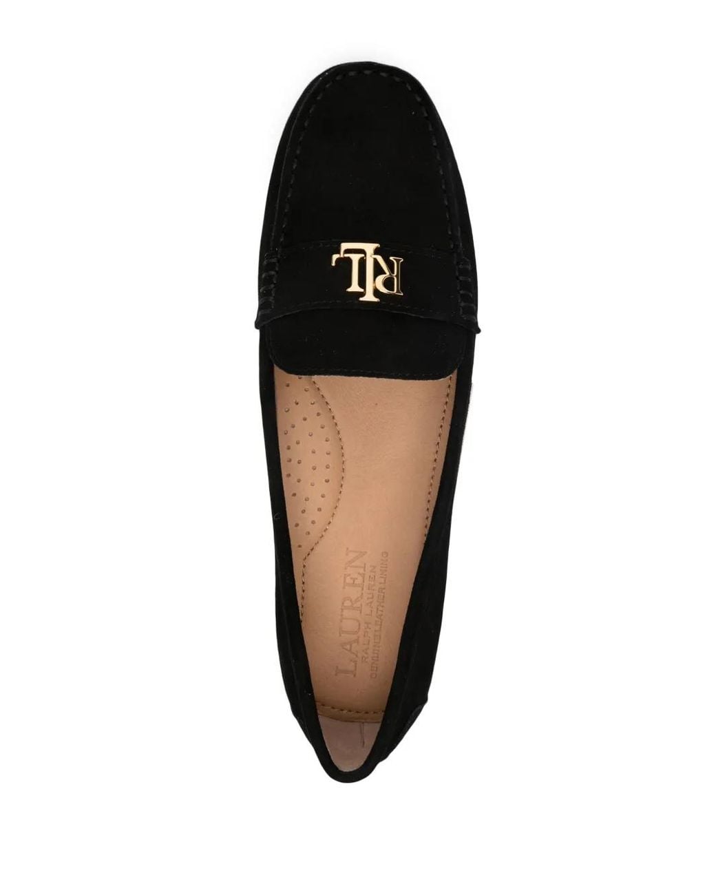 Ralph Lauren Black Barnsbury Logo-Plaque Suede Loafers