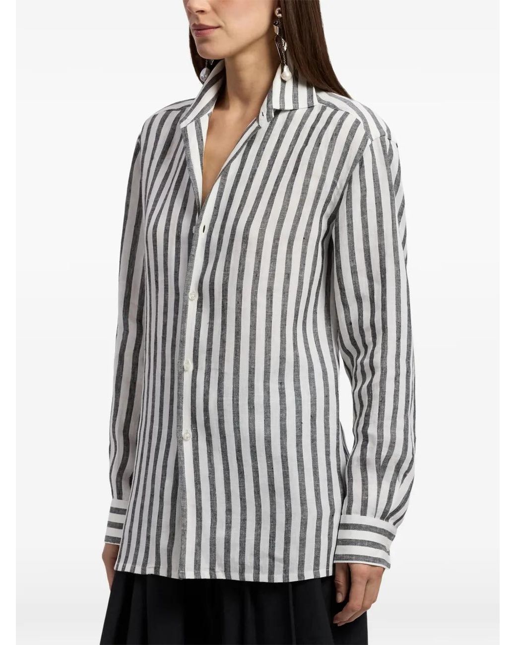 Ralph Lauren White Capri Striped Linen Shirt