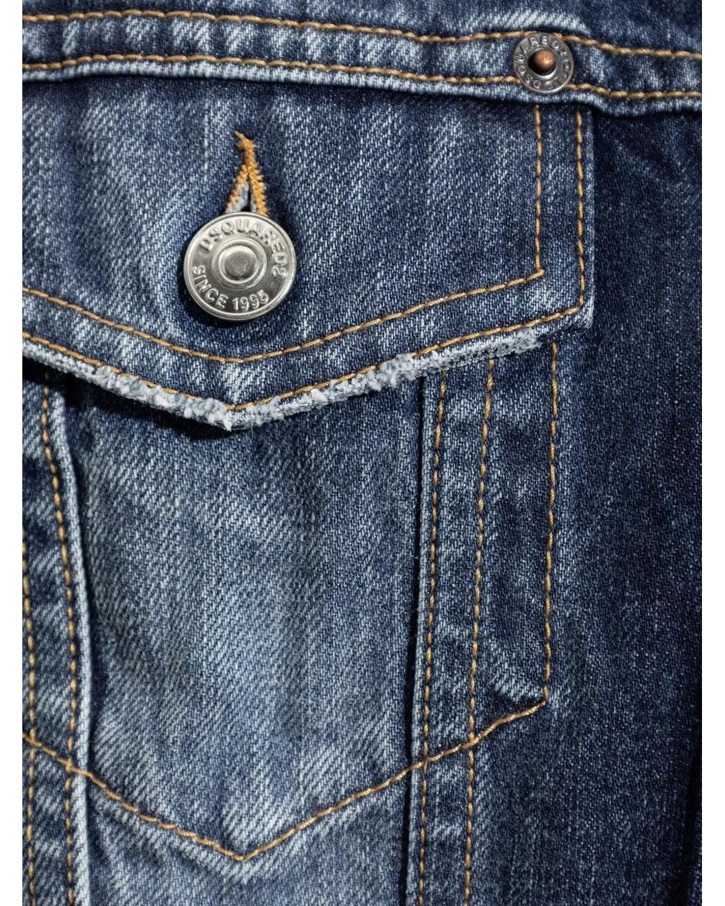 DSquared² Blue Veste En Jean À Effet Usé
