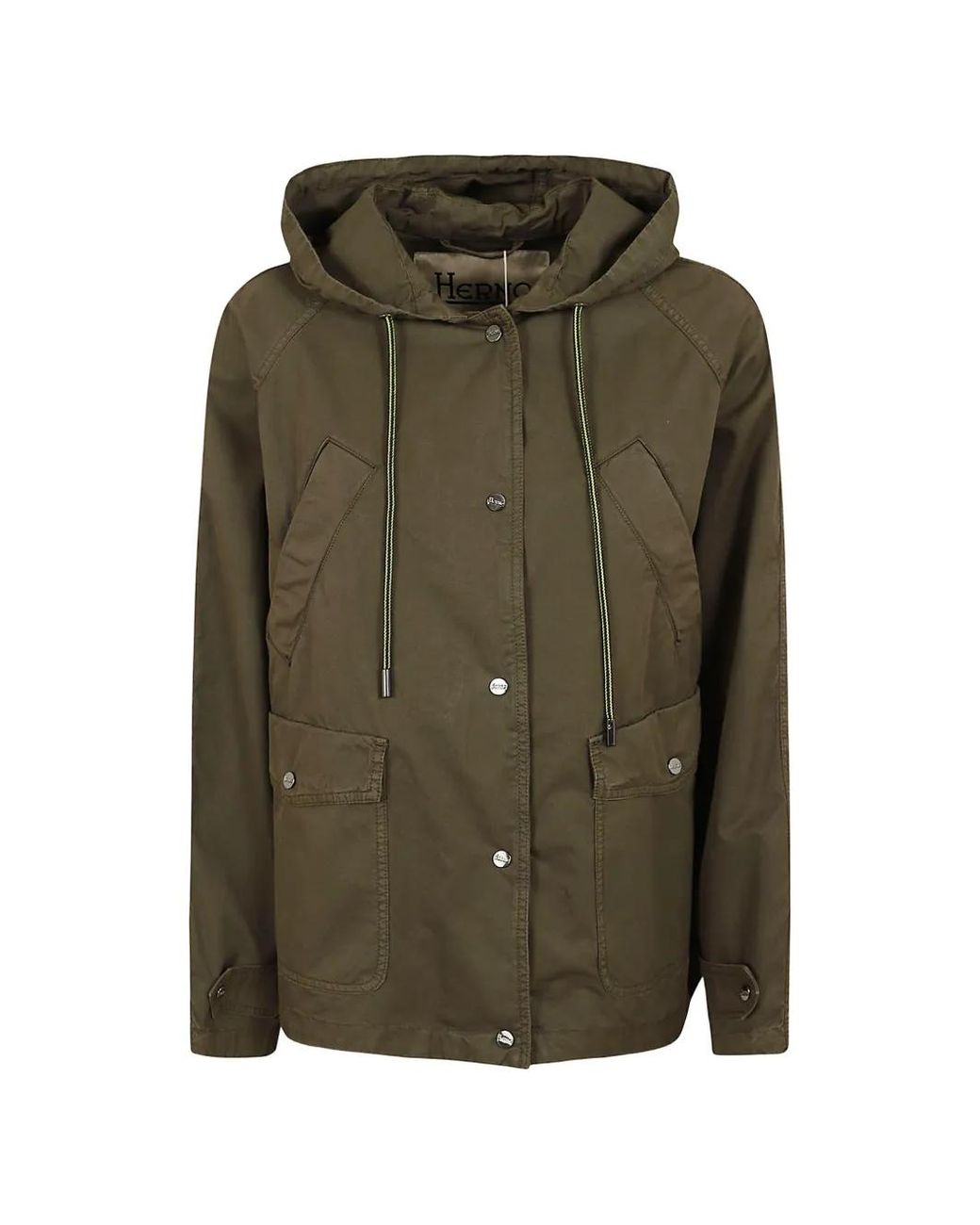 Chaqueta Con Capucha Y Botones Herno de color Green