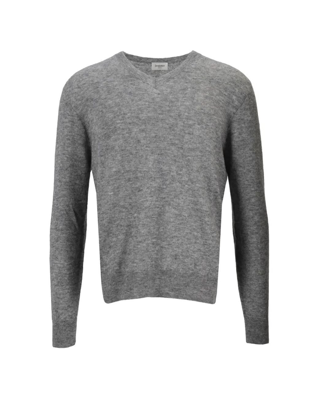 Saint Laurent Gray V-Neck Knitwear