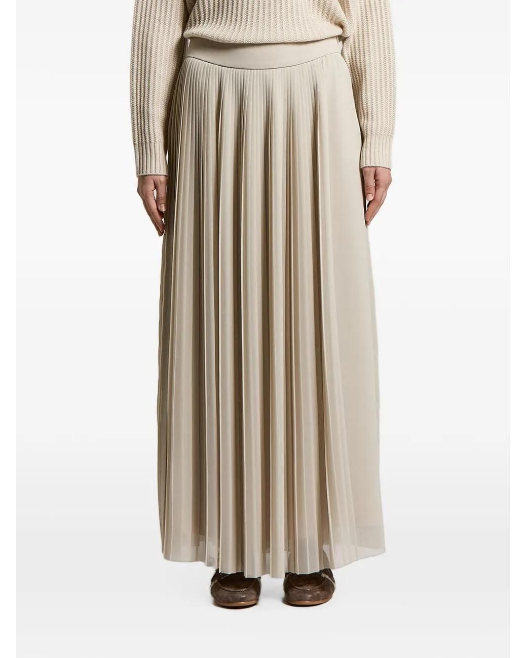 Peserico Natural Pleated Maxi Skirt