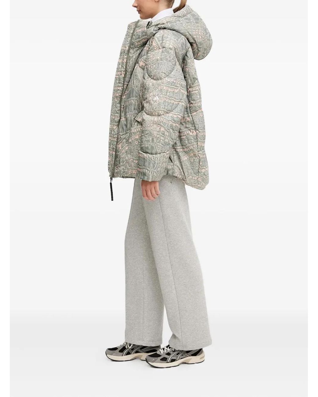 Adidas By Stella McCartney Gray Hooded Patterned Jacket