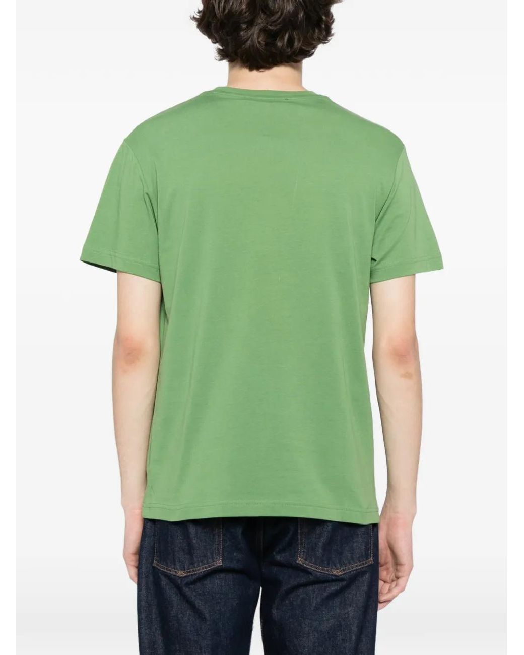 Roberto Cavalli Green Graphic-Print Cotton T-Shirt for men