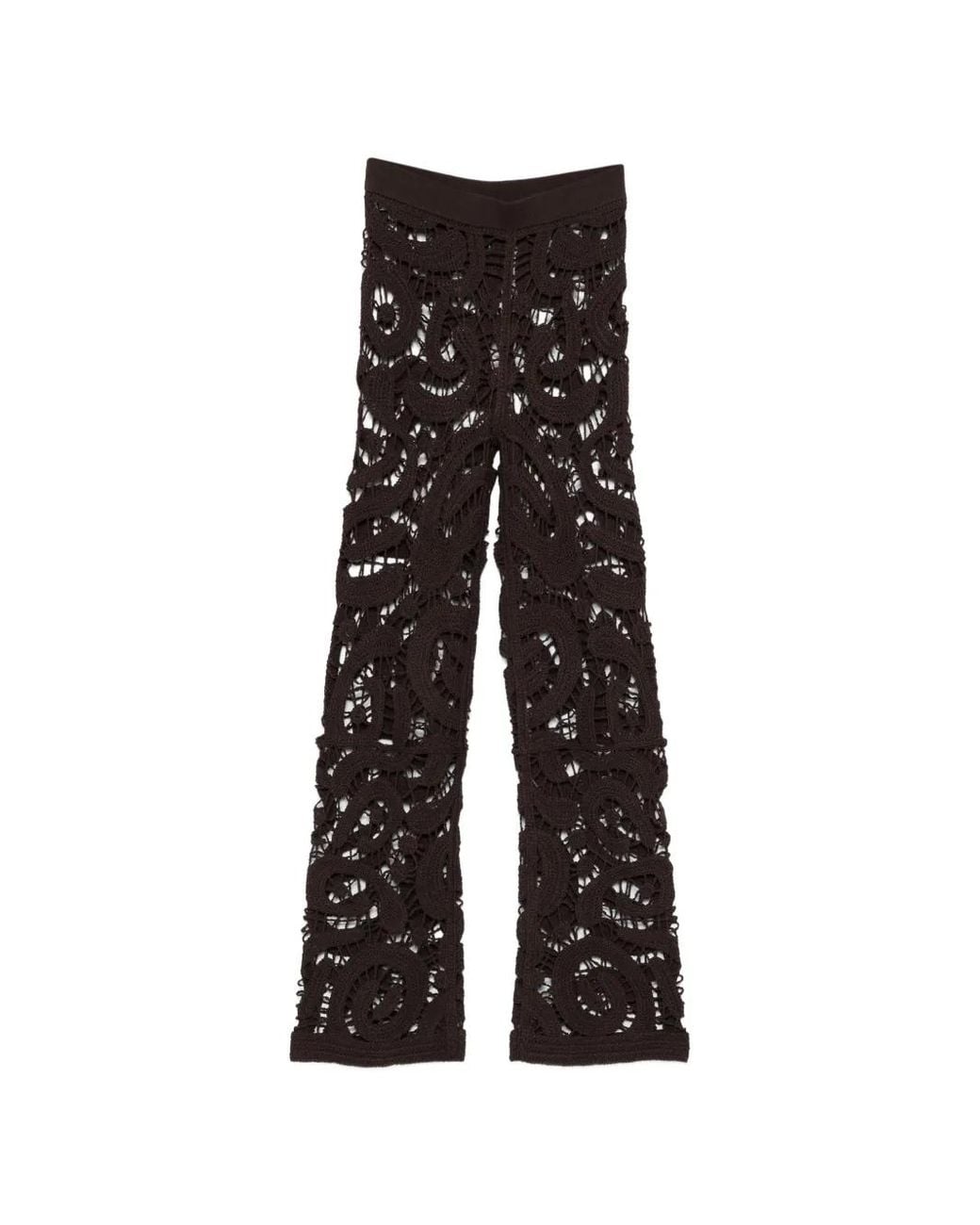 Pinko Black Pantalon En Crochet À Motif Géométrique