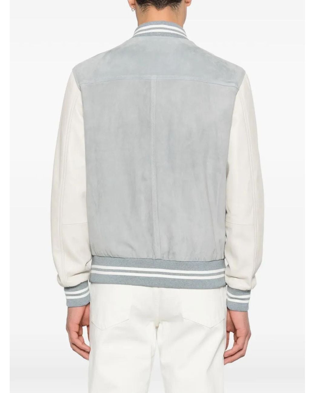 Eleventy Gray Striped-Trim Jacket for men