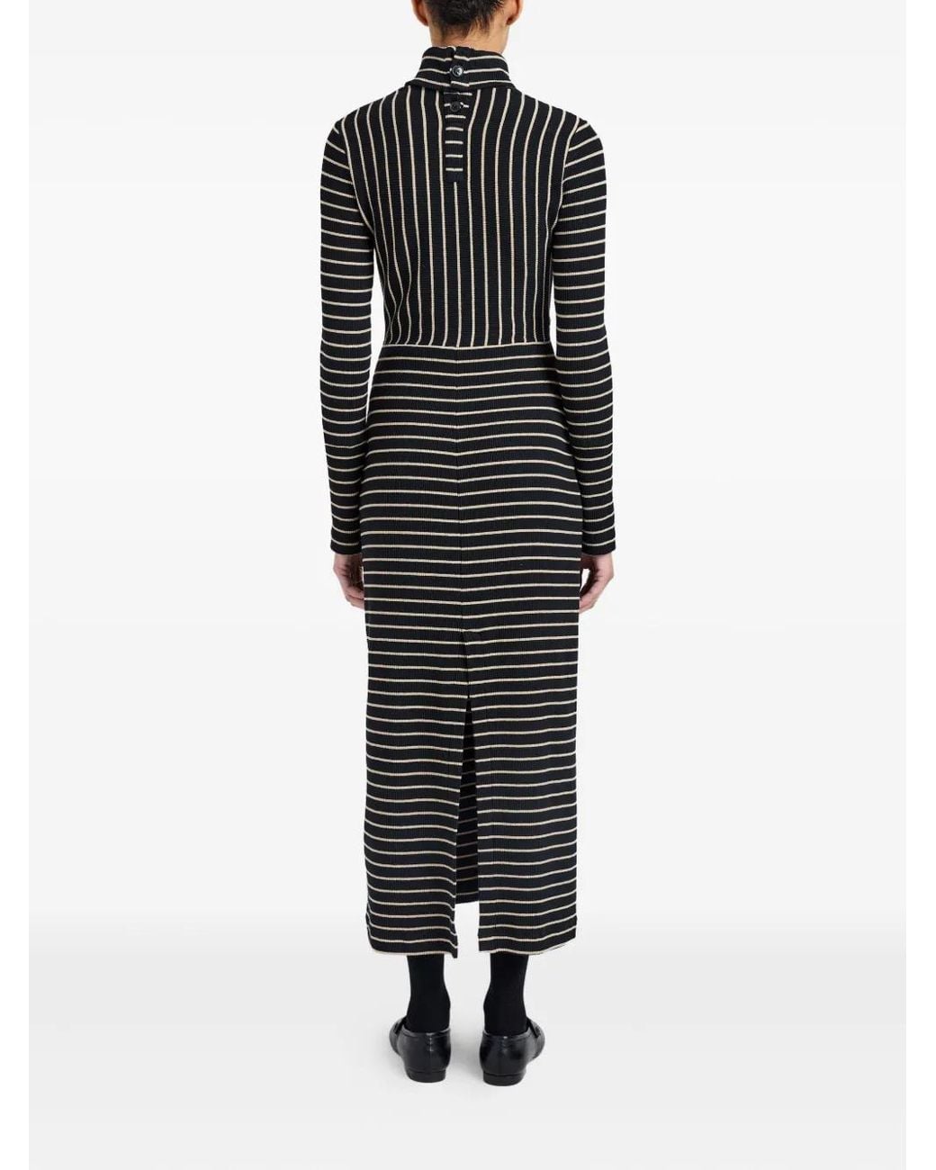 Proenza Schouler Black Frances Ribbed Striped Midi Dress